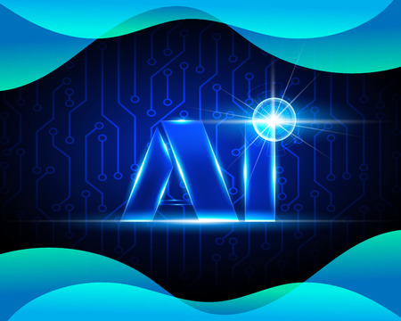 AI Letter Digital Artificial intelligence and big data Machine Learning business system with circuit symbols concept.Vector illustration EPS10のイラスト素材