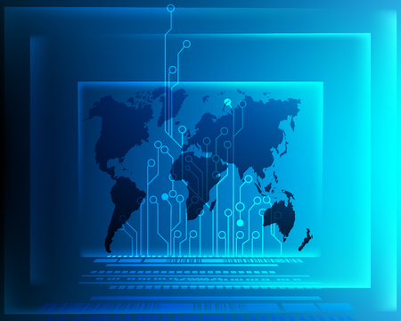 World map cyber digital online system transformation  network connection business zone online .Vector illustrationのイラスト素材