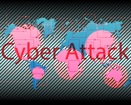 World map Cyber attack by hacker concept background. vector illustrationのイラスト素材