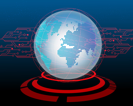 World map Cyber attack by hacker concept background. vector illustrationのイラスト素材