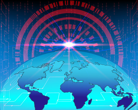 World map Cyber attack by hacker concept background.vector illustrationのイラスト素材