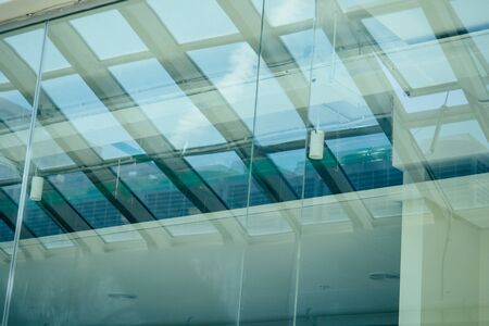 Glass wall in the office building blurred mock up copyspase.の写真素材