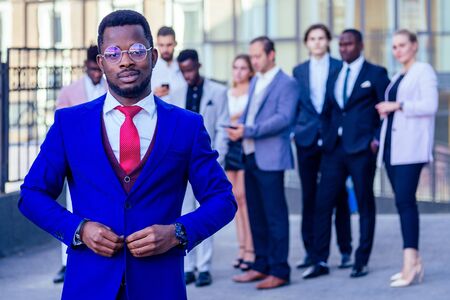 Successful multinational professionals team portrait, multi-ethnic group of confident business...
