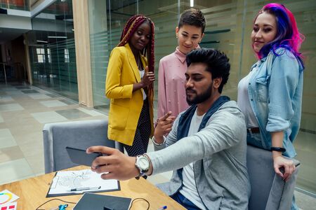 multiracial business group working at modern office