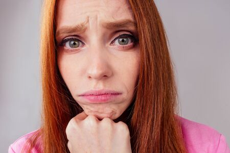 redhair ginger woman feeling unhappy love or beak up with boyfriend concept