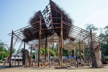 construction site of touristic cafe on indian beach goa.の写真素材