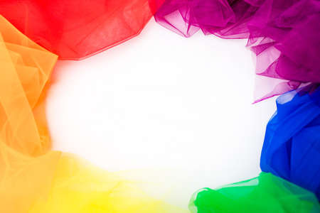 multi-colored pieces of fabric on the table preparation for the ride parade lgbt