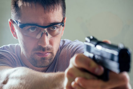 people learning to use the guns. self defense local defense conceptの写真素材