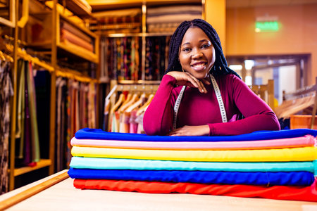 authentic ethnic africa america sellerwoman working in shopの写真素材