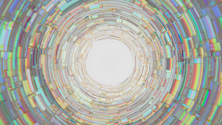3d illustration portal Glass surface with neon and dispersionの写真素材