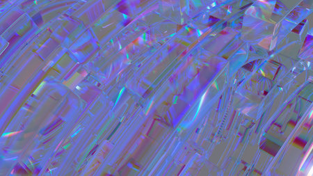 3d illustration Glass surface with neon and dispersionの写真素材