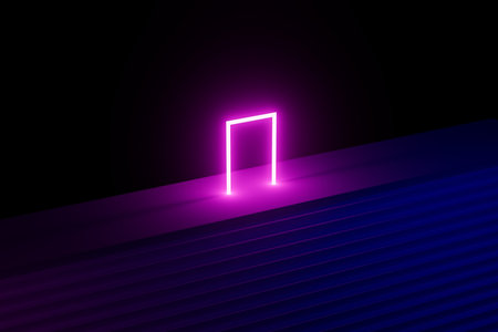 3d render A neon light glowing in the darkの写真素材