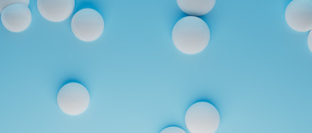 A blue background with white pills scattered across it, 3d renderの写真素材