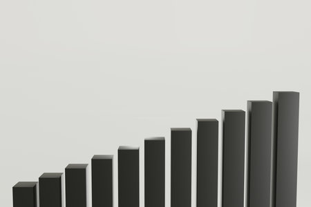 3d render A series of black bars are lined up in a rowの写真素材