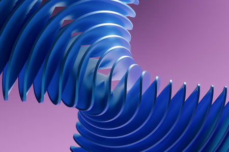 A blue spiral with a purple background, 3d renderの写真素材
