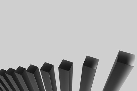 3d render A row of black cubes are lined up on a gray backgroundの写真素材