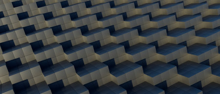 3d render illustration A close up of a black and grey cube patternの写真素材