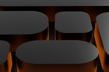 3d render illustration A black and orange image of a keyboard with a black backgroundの写真素材