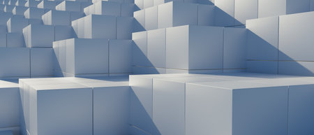 3d render illustration A series of white cubes stacked on top of each other