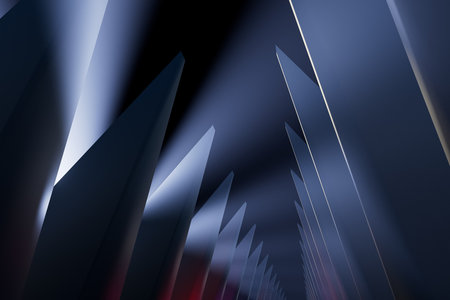 3d render illustration A series of tall, thin, black rectangles are arranged in a rowの写真素材