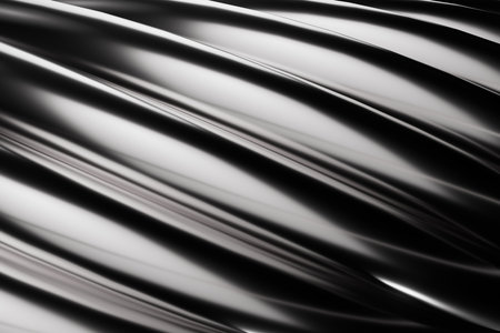 A black and silver fabric with a wavy patternの写真素材