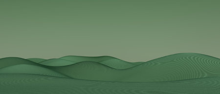 A green field with hills and a sky in the backgroundの写真素材