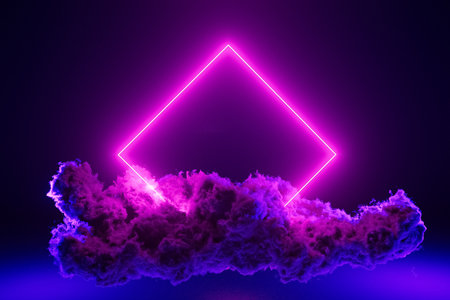 A purple cloud with a neon light shining on itの写真素材
