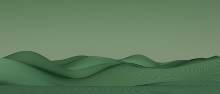 A green hillside with a blue sky in the backgroundの写真素材