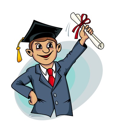 Student with diploma certificate in cartoon styleのイラスト素材