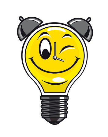 Lamp bulb with timer in cartoon style. Vector illustrationのイラスト素材