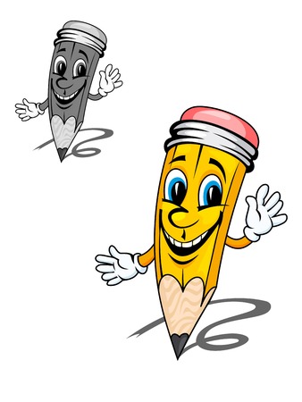 Smiling pencil in cartoon style. Vector illustrationのイラスト素材