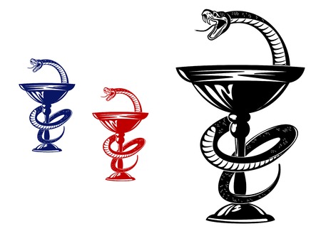 Medical symbol - snake on cup. Vector illustrationのイラスト素材
