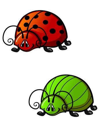 Funny colorful beetles in cartoon style. Vector illustrationのイラスト素材