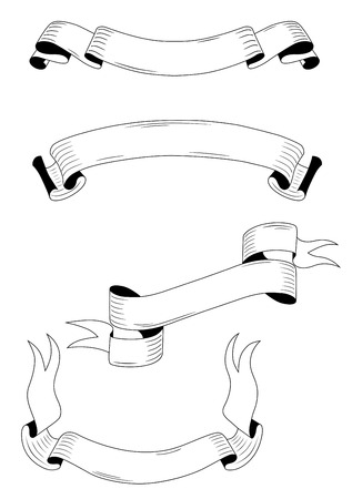 Medieval ribbons and banners set isolated on white backgroundのイラスト素材