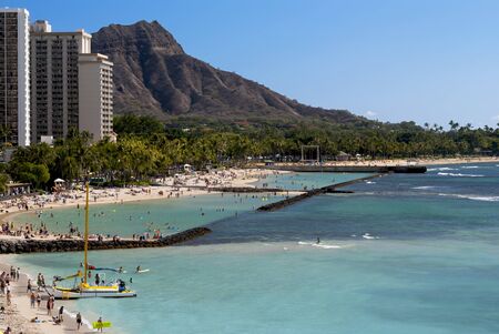 Waikiki Beach and Diamond Head の写真素材