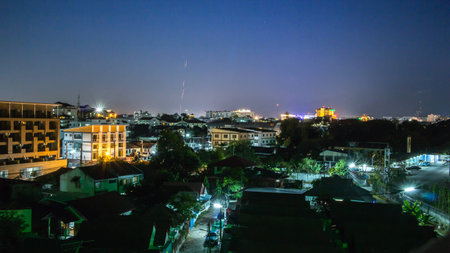 Aerial city night view ,Chiang mai,THの写真素材