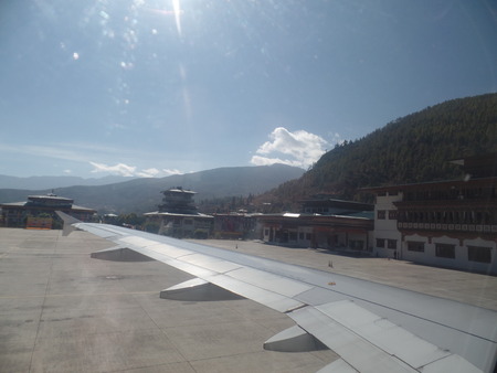 Touchdown at Paro International Airportのeditorial素材