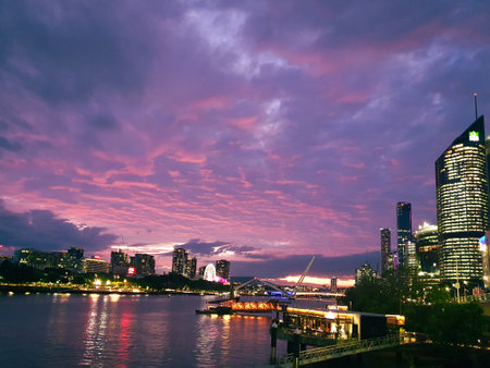 Night view of the skyline of Frankfurt am Main, Germany, Europeの写真素材