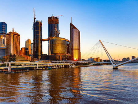 Shanghai, China skyline at sunset with Huangpu river.の写真素材