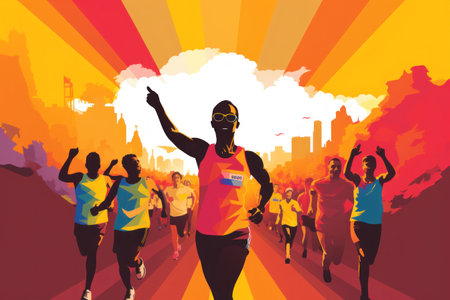 marathon poster design abstract background.の素材
