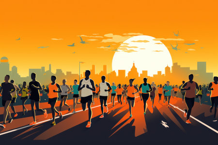 marathon poster design abstract background.の素材