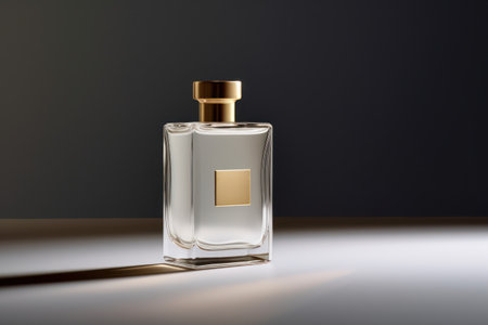 Realistic image of Blank Perfume Glass Bottle Mockup Design.の素材
