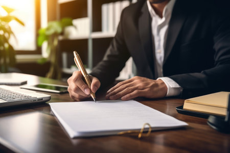 Businessman Signing documents In The Office.の素材