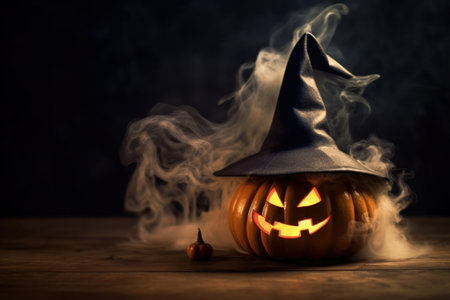 A studio shot of a halloween concept darkness background. Ai generatedの素材