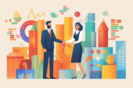 Business partnership gesture, Making handshake deal.の素材