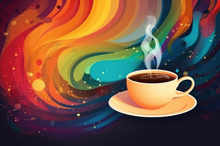 Cup of coffee poster design abstract background.の素材