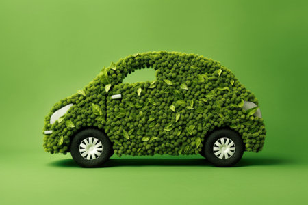concept of eco car with nature in the city.の素材
