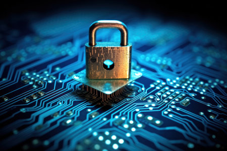 Digital technology cyber security concept.の素材