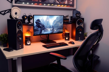 Gaming room with RGB lightの素材