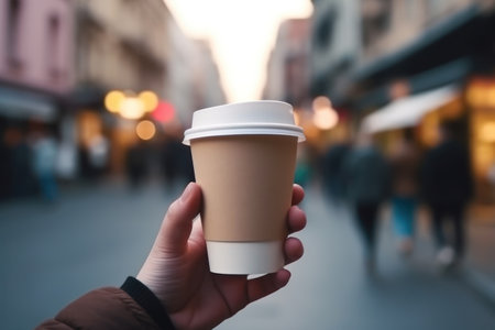 Paper coffee cup mock-up Generative AI.の素材